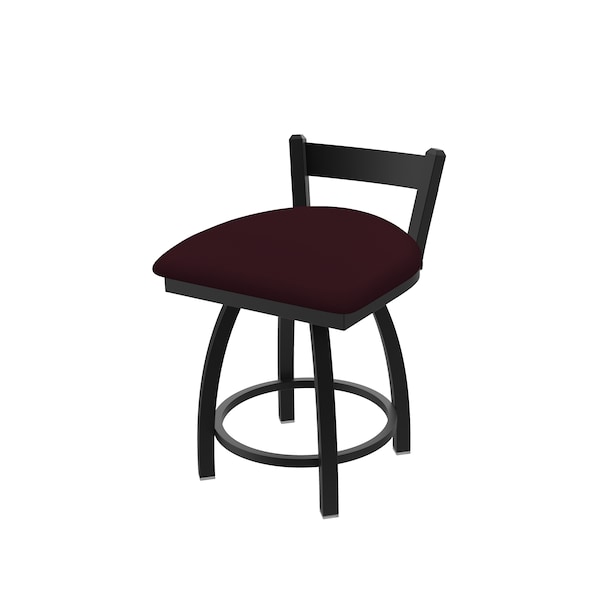 18" Low Back Swivel Vanity Stool, Black Wrinkle, Canter Bordeaux Seat